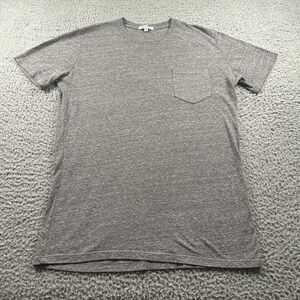 Gustin Men's Gray Heathered Crew Neck T-Shirt Medium Cotton Blend Pocket